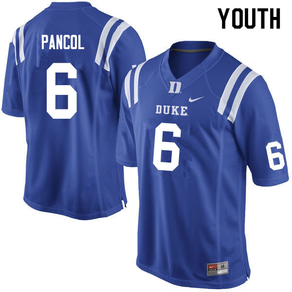 Youth #6 Eli Pancol Duke Blue Devils College Football Jerseys Sale-Blue - Click Image to Close